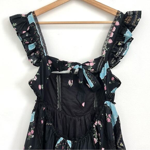 For Love & Lemons Leanne Lace Ruffles Open Back Babydoll Mini Dress - Small - Picture 5 of 14